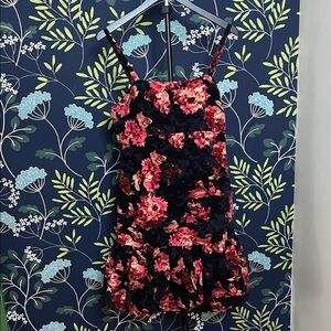 Chelsea28 Floral Midi Dress - Size M Navy and Mauve NWT